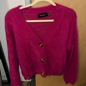 Minkpink pink fuzzy cardigan